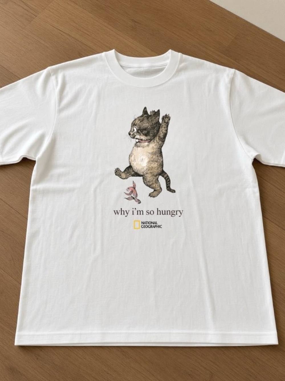 White National Geographic White Cat Graphic Tee